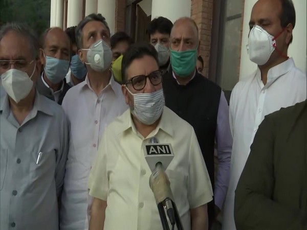 JKAP President Syed Mohammed Altaf Bukhari speaking to ANI on Saturday. (Photo/ANI)