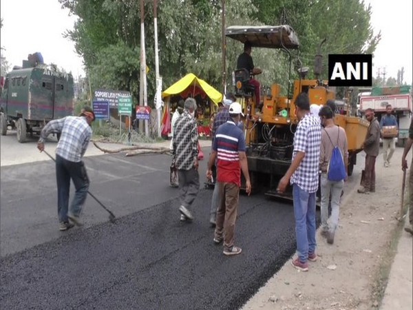 Development project work in Baramulla district, Jammu and Kashmir. (Photo/ANI)