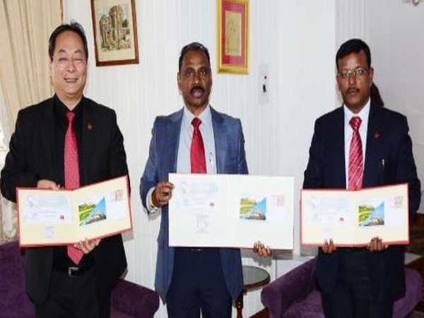 Lieutenant Governor Girish Chandra Murmu releases a special cover of Department of Posts in Srinagar on Friday. Photo/ANI