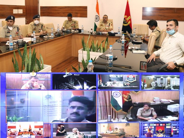 Jammu and Kashmir DGP Dilbag Singh chairing high-level meeting in Srinagar (Photo/ANI)