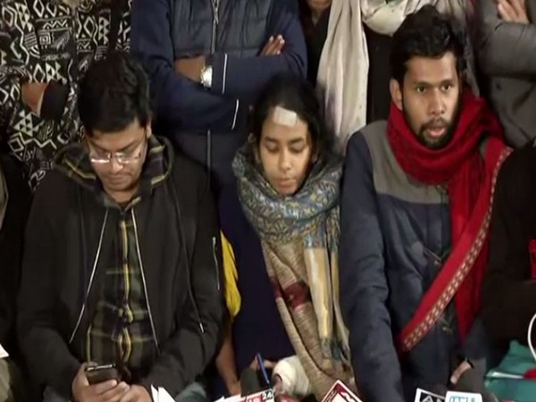 JNUSU holding a press conference in New Delhi on Saturday. (Photo/ANI)