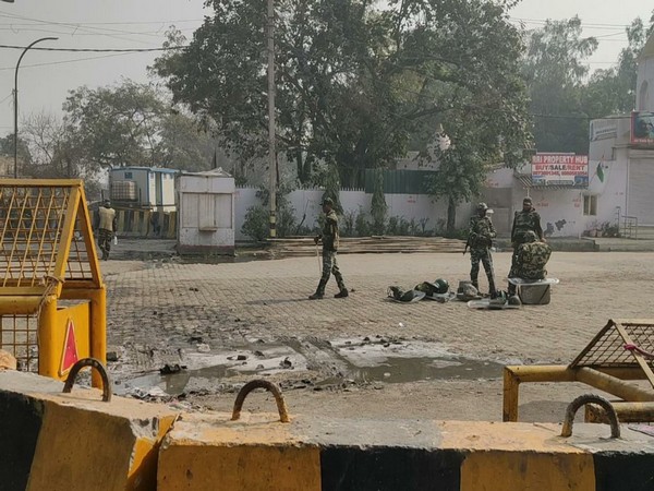 Visual of barricades near Singhu border (Photo/ANI)