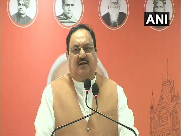 JP Nadda speaking in Kolkata on Thursday.