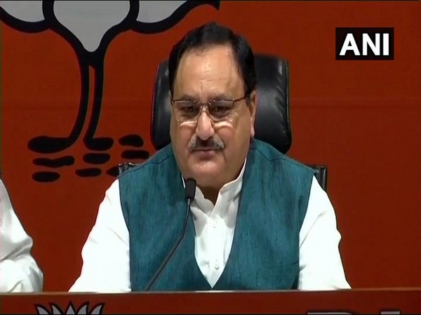 Union Minister JP Nadda talking to media persons after the CEC cleared 182 names for the ensuing Lok Sabha polls on Thursday in New Delhi. Photo/ANI