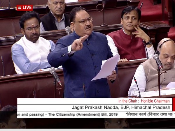 BJP MP JP Nadda speaking in Rajya Sabha on Wednesday. Photo/ANI