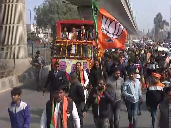 BJP president JP Nadda held a road show along with wrestlers and BJP members Yogeshwar Dutt and Babita Phogat in Mundka Assembly constituency