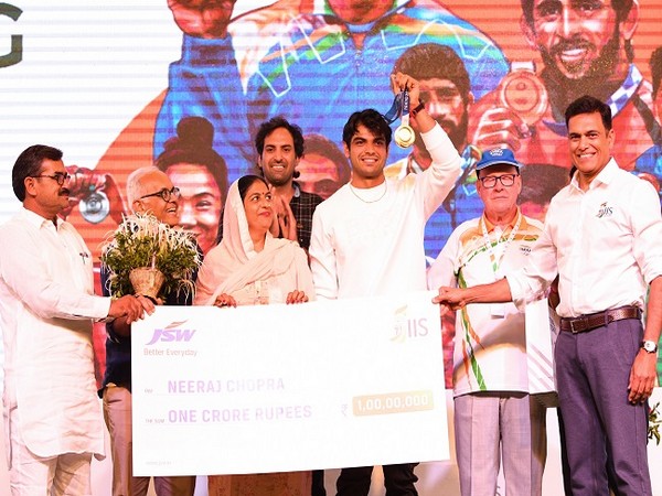 Neeraj Chopra during the felicitation ceremony