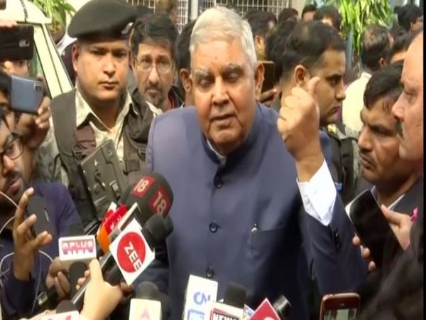 West Bengal Governor Jagdeep Dhankhar speaking to reporters in Kolkata on Tuesday. Photo/ANI