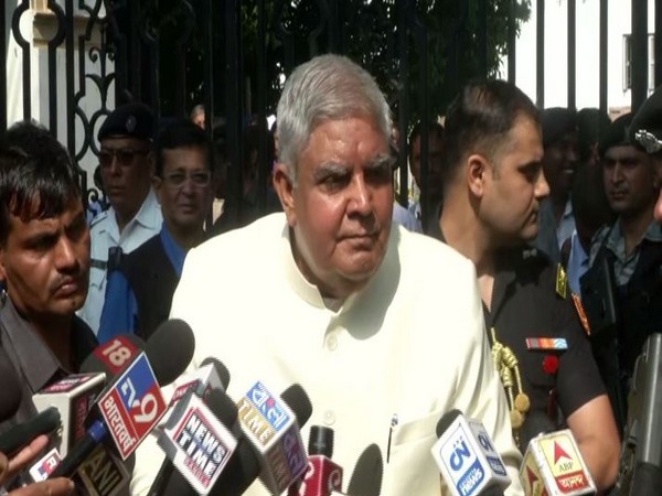 West Bengal Governor Jagdeep Dhankar speaking to the media on Thursday.