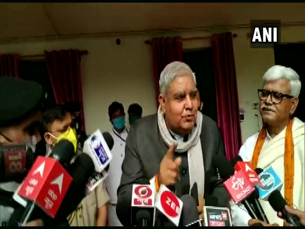 West Bengal governor Jagdeep Dhankar addressing reporters (Photo ANI)