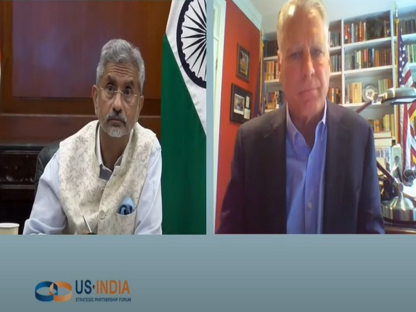 India's foreign minister S Jaishankar interacting with Timothy Roemer, former US envoy to India, at the US-India Strategic Partnership Forum's summit. (Credit: MEA)