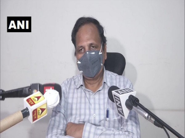 Delhi Health Minister Satyendar Jain speaking to media on Wednesday. Photo/ANI