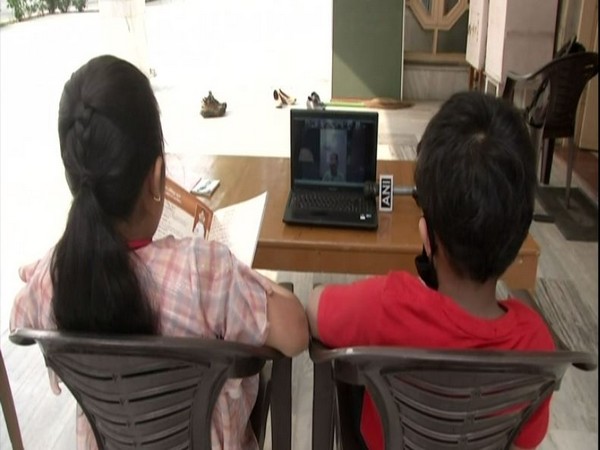 Children learn Prakrit language via zoom classes on Thursday. Photo/ANI