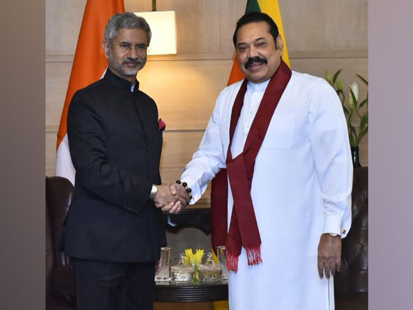 External Affairs Minister S Jaishankar with Sri Lanka PM Mahinda Rajapaksa in New Delhi on Saturday (Picture Credits: S Jaishankar/Twitter)  