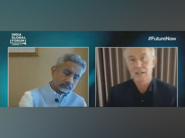 EAM S Jaishankar in conversation with former Prime Minister of UK, Tony Blair at the India Global Forum 2021 (ANI)