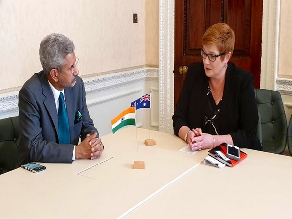 EAM S Jaishankar and his Australian counterpart Marise Payne on the sidelines of 19th Commonwealth Foreign Affairs Ministers' meeting in London on Wednesday. (Photo Credits: S Jaishankar's Twitter)