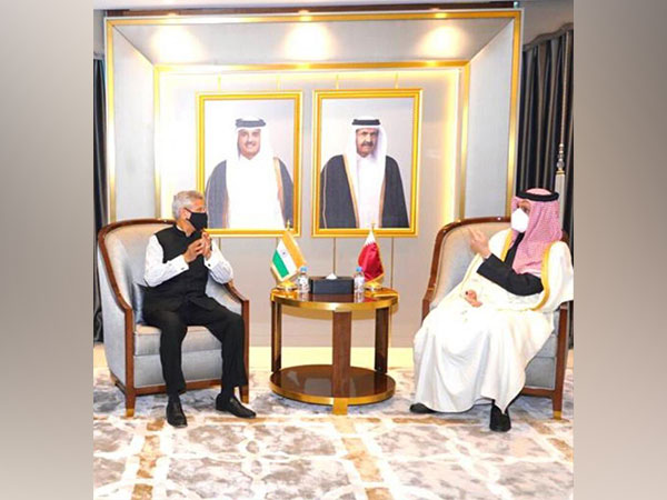 S Jaishankar with his Qatari counterpart Mohammed bin Abdulrahman bin Jassim Al Thani. (Photo Credit - Twitter)