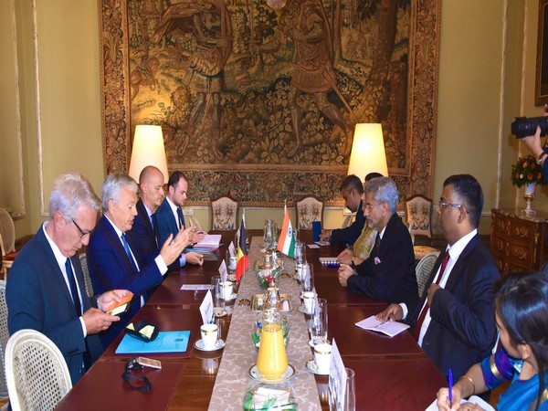 External Affairs Minister S Jaishankar and his Belgian counterpart Didier Reynders in Brussels on Friday. (Photo Credits: Jaishankar's Twitter handle)
