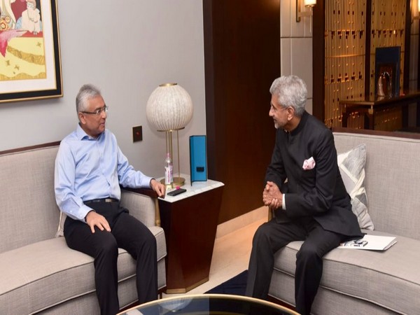 External Affairs Minister S Jaishankar and Mauritius Prime Minister Pravind Jugnauth meeting in New Delhi on Monday.