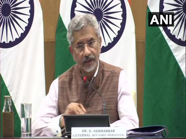 External Affairs Minister S Jaishankar speaking during a press briefing in New Delhi on Tuesday. Photo/ANI