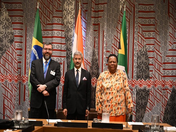 External Affairs Minister S Jaishankar with his Brazilian and South African counterparts at the IBSA Foreign Ministers' meet in New York on Thursday.