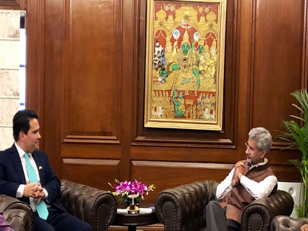EAM S Jaishankar with New Zealand's Leader of Opposition Simon Bridges in New Delhi on Monday. (Photo Credits: Jaishankar Twitter)