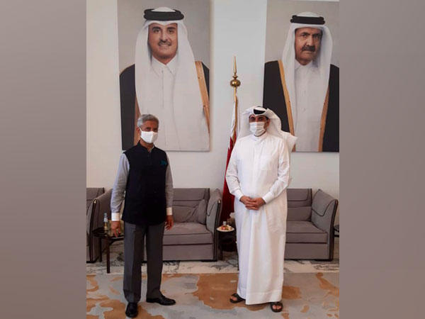EAM S Jaishankar meeting with Qatari NSA Mohamed Bin Ahmed Al Mesned. (Photo: Twitter handle)