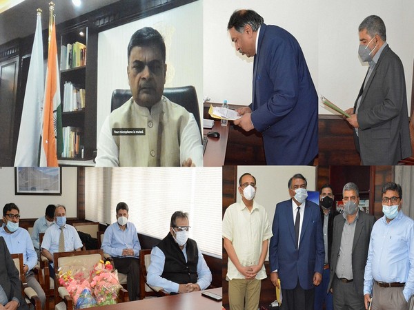 Union Minister RK Singh administering oath, through video conferencing, to Lokesh Dutt Jha as Chairman Joint ERC for the UTs Jammu and Kashmir, and Ladakh.