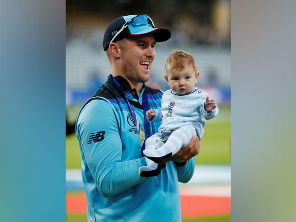 England's Jason Roy celebrating World Cup win with family