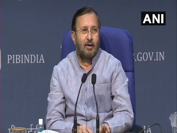 Union Minister Prakash Javadekar addressing a press conference on Wednesday.