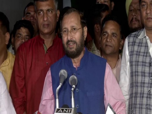 Union Minister Prakash Javadekar speaking to reporters in New Delhi on Wednesday. Photo/ANI