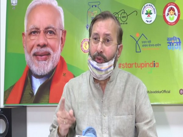 Union Minister Prakash Javadekar speaking to reporters in New Delhi on Tuesday. [Photo/ANI]