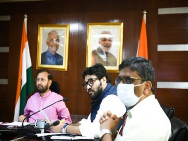 Union Minister Prakash Javadekar participating in the meeting held on Monday. Photo/ANI