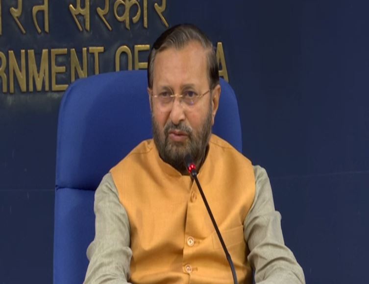 Union Minister Prakash Javadekar addressing press conference in New Delhi on Wednesday. (Photo/ANI)