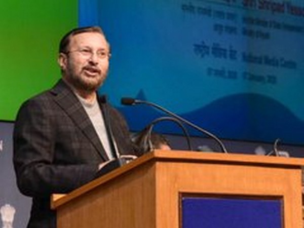 Union  Minister Prakash Javadekar at an event to confer  'Antarrashtriya Yoga Diwas'  Media awards , on Tuesday . ( Image Courtesy: Ministry of Information and Broadcasting)