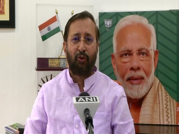 Union Minister Prakash Javadekar speaking to ANI in New Delhi on Tuesday. Photo/ANI