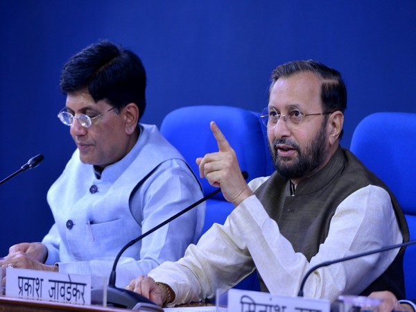 Information and Broadcasting Minister Prakash Javadekar at Cabinet media briefing in New Delhi on Wednesday. Photo/ANI  