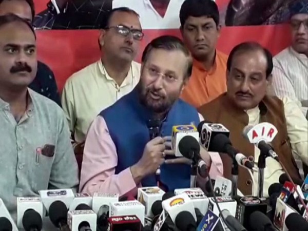 Union Minister Prakash Javadekar at a press conference in Indore on Monday. Photo/ANI