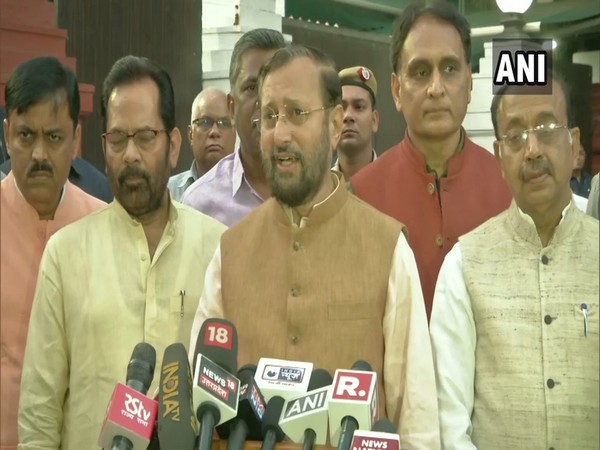 Union Minister Prakash Javadekar speaking to reporters in New Delhi on Wednesday.