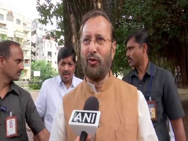 Union Minister Prakash Javadekar speaking to ANI in Pune on Monday. Photo/ANI