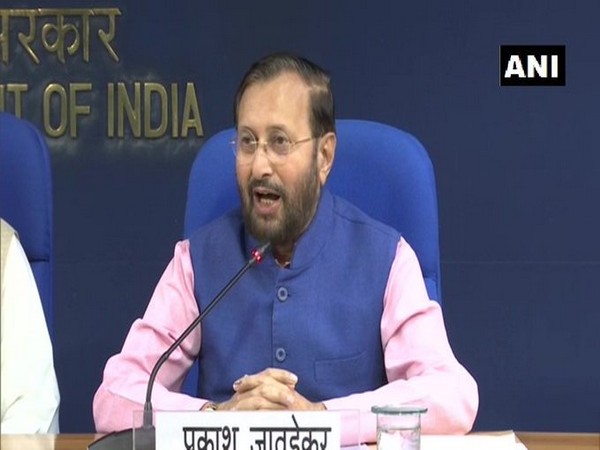 Information and Broadcasting Minister Prakash Javadekar addressing a press conference after meeting of Union Cabinet in New Delhi on Wednesday. Photo/ANI
