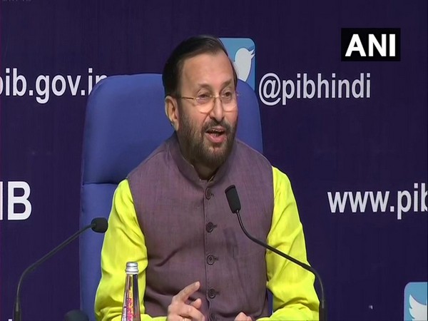 Union Environment Minister Prakash Javadekar speaking at a press conference in New Delhi on Sunday. Photo/ANI