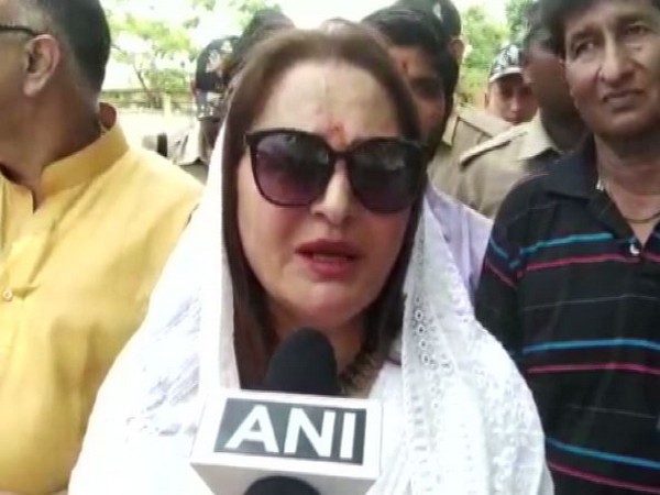 BJP leader Jaya Prada speaking to ANI in Rampur on Wednesday. Photo/ANI