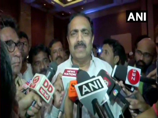 NCP leader Jayant Patil talking to reporters in Mumbai on Monday. Photo/ANI