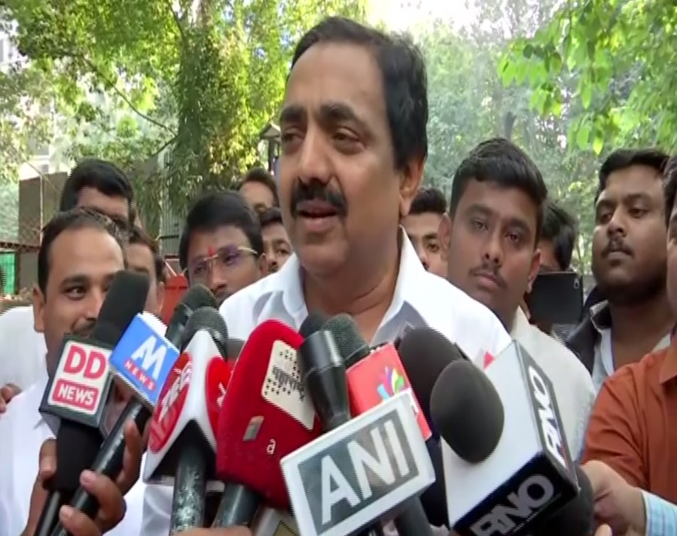 NCP leader Jayant Patil talking to reporters in Pune on Sunday. Photo/ANI