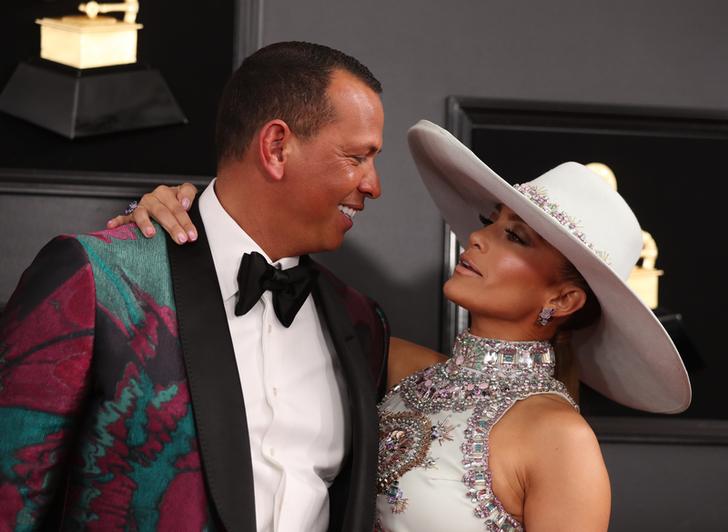 Alex Rodriguez and Jennifer Lopez at 61st Grammy Awards