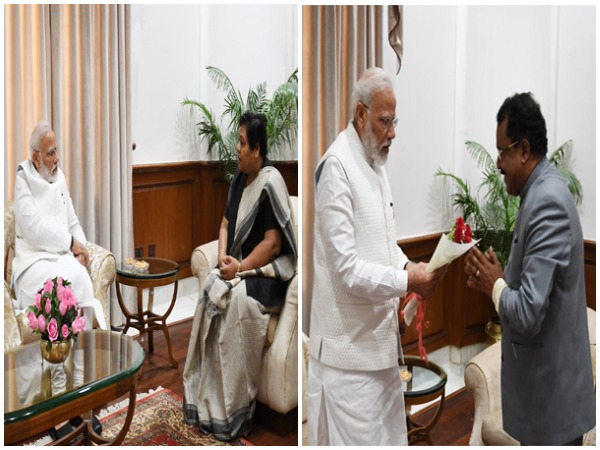 Prime Minister Narendra Modi met Governors of Chattisgarh and Mizoram on Sunday in New Delhi. (Photo courtesy: PIB) 