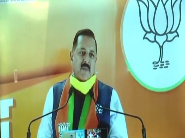 Union Minister Dr Jitendra Singh speaking at the Jammu-Kashmir Jan Samvad rally through video conferencing on Tuesday. [Photo/ANI]