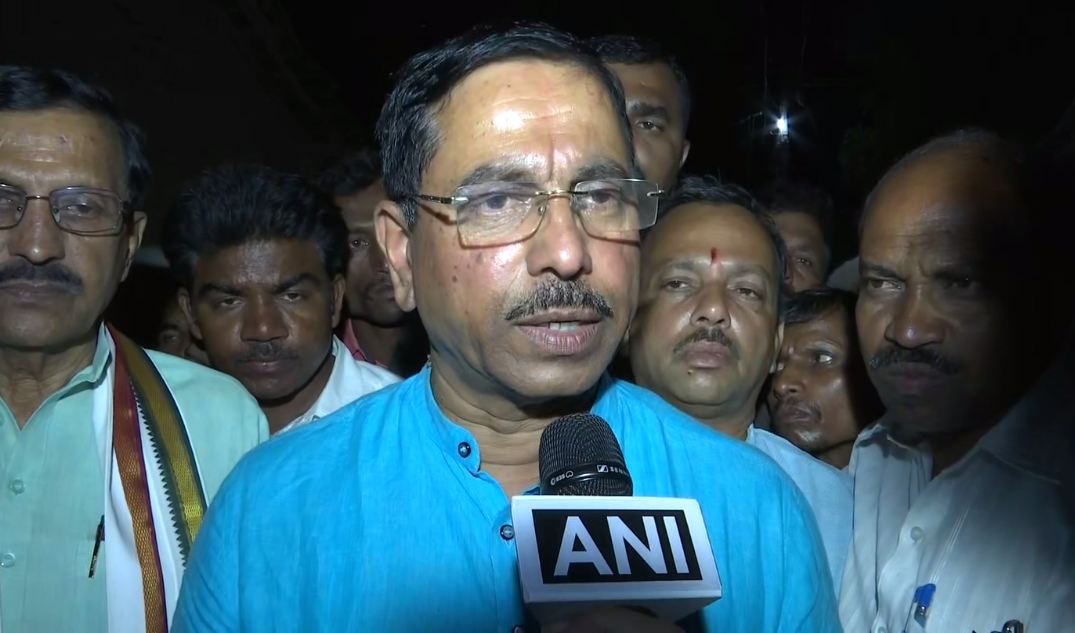 BJP leader Pralhad Joshi speaking to ANI in Hubballi, Karnataka on Thursday.