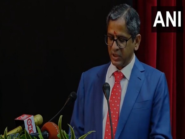 CJI NV Ramana speaking at the felicitation ceremony on Saturday (Photo/ANI)